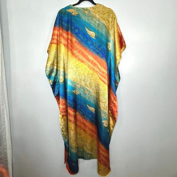 Winlar Women Tunic Dress Oversized One Size Polyester Beach Summer Ocean Satin - Picture 2 of 5